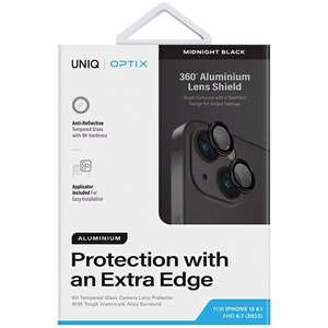 Uniq Optix Glass Aluminum Camera Lens Protector jaoks iPhone 15 / 15 Plus Camera Lens with Applicator - must