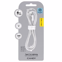 Blavec Kaabel Candy braided - Type C to Lightning - PD 20W 2,4A 3 metres Apple CarPlay (CCA-CL24W30) valge