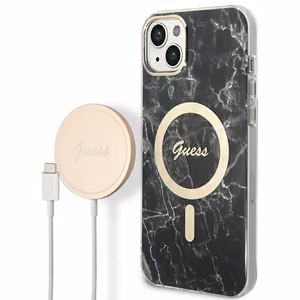 Set Guess GUBPP14SHMEACSK Ümbris+ Charger iPhone 14 6.1" must/must hard ümbris Marble MagSafe