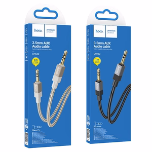 AUX kaabel Jack 3,5 mm (isane) - Jack 3,5 mm (isane) Hoco 1 m UPA32 kuldne