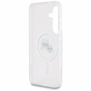 Ümbris Karl Lagerfeld Button Karl & Choupette Heads Printed Logo MagSafe Samsung Galaxy S25 valge