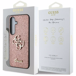 Guess Fixed Glitter Big 4G Metal Logo Ümbris jaoks Samsung Galaxy S25 roosa