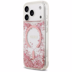 GUESS ümbris jaoks IPHONE 17 Pro compatible with MagSafe GUHMP17LRGRGEP (Resin Bottom Glitter) roosa