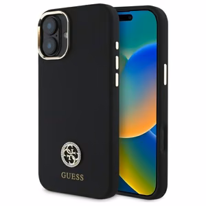 Guess Silicone Logo Strass 4G Ümbris jaoks iPhone 16 - must