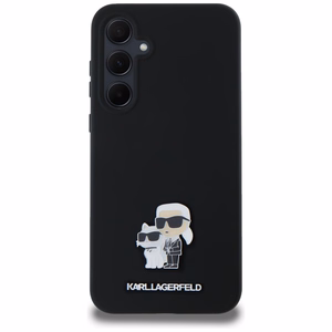 Karl Lagerfeld Silicone Karl&Choupette Metal Pin ümbris jaoks Samsung Galaxy A35 - must