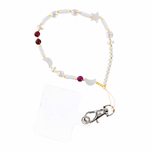 SHELLS Phone lanyard, Phone pendant / cord length 44cm (22cm in the loop) / on hand - valge and lilla