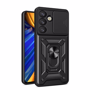 Hybrid Armor Camshield Ümbris with Stand and Camera Cover jaoks Samsung Galaxy M06 5G / F06 5G - Must
