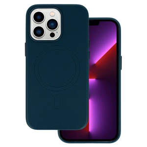 MagSafe Leather Ümbris Iphone 15 Plus Tumesinine