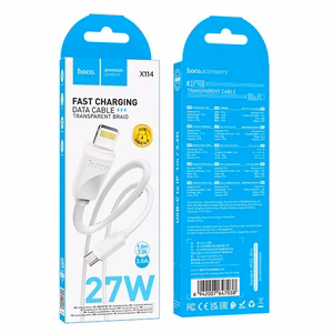 Кабель USB C to Lightning Hoco PD 27W 1 m X114 белый