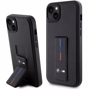 Чехол BMW Grip Stand Hot Stamp для iPhone 14 15 13 - чёрный