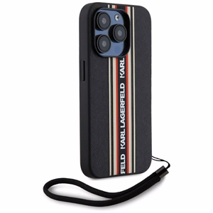 Karl Lagerfeld Saffiano Athleisure Stripes Cord iPhone 15 Pro Ümbris - Punane