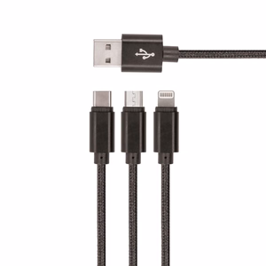 Setty 3in1 kaabel USB - Lightning + USB-C + microUSB 1,0 m 2A KN3W1-01 must