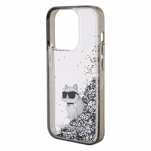 Karl Lagerfeld Liquid Glitter Choupette чехол для iPhone 15 Pro Max - прозрачный