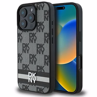 DKNY Checkered Pattern & Printed Stripes Ümbris jaoks iPhone 16 Pro - Must