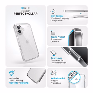 Läbipaistev Speck Presidio Perfect-Clear ümbris iPhone 16-le