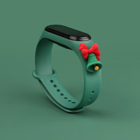 Rihm Xmas Xiaomi Mi Band 3 / 4 jõuludeks Silikoonist käepael koos kellaga - tumeroheline