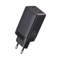 USAMS Võrgulaadija 2xUSB-C+1xUSB 65W (ainult pea) GaN PD3.0 +QC3.0 Fast Charging must Sandru Series CC180TC01 (US-CC180)