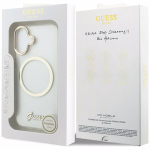 Guess IML Script Metal MagSafe Ümbris for iPhone 17 - läbipaistev