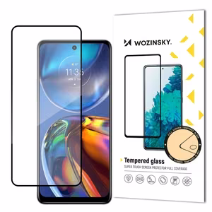 Wozinsky Super Durable Full Glue raamiga karastatud täisekraaniklaas Motorola Moto E32-le, sobib ümbrisega, must