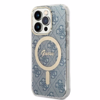 GUESS set jaoks IPHONE 14 Pro compatible with MagSafe GUBPP14LH4EACSB (Bundle Pack / Ümbris + Charger / 4G) kuldne sinine