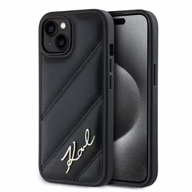 Karl Lagerfeld Diagonal Quilted Script ümbris jaoks iPhone 15 / 14 / 13 - must