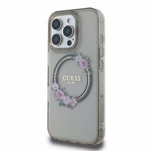 Guess IML Flowers Wreath MagSafe Ümbris jaoks iPhone 16 Pro - Must