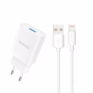 Dudao A4EU USB-A 2.1A wall Laadija - valge + USB-A - Lightning kaabel