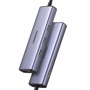 Ugreen CM512 15598 6in1 jaotur USB-C - 3x USB-A 3.0 / HDMI / RJ45 / USB-C PD - hall