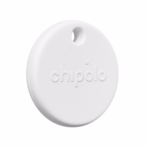 Valge Chipolo POP Bluetooth-jälgija vahetatava patareiga iOS-i ja Androidi seadmetele