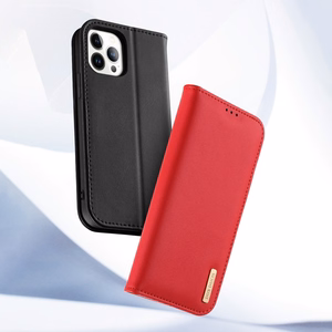 Dux Ducis Hivo Nahast Flip Cover Ehtne nahast rahakott kaartide ja dokumentide jaoks iPhone 14 Pro Max Brown