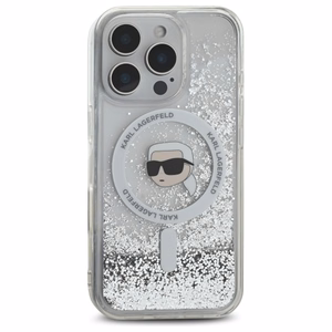 Karl Lagerfeld Liquid Glitter Karl Head Magsafe Ümbris jaoks iPhone 16 Pro - Clear