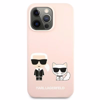 Karl Lagerfeldi silikoonist Karl&Choupette ümbris iPhone 13 Pro / iPhone 13 jaoks - heleroosa