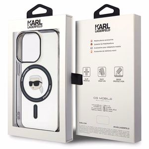 Karl Lagerfeld KLHMP15XHKHNOTK iPhone 15 Pro Max 6.7" прозрачный жёсткий чехол IML Karl`s Head MagSafe