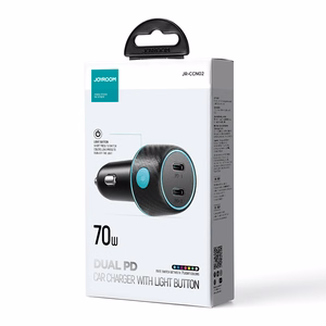 2x USB C 70W car Laadija with LED backlight Joyroom JR-CCN02 - must