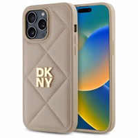 DKNY Quilted Stack Logo iPhone 14 Pro Max Ümbris - Beige