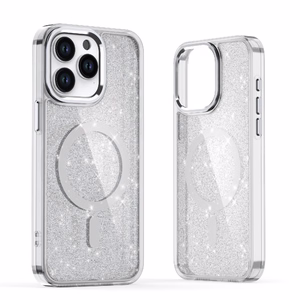 Glitter Ümbris MagSafe jaoks iPhone 16 Plus - valge with glitter