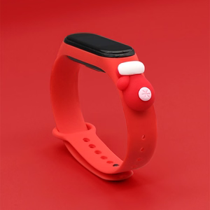 Rihm Xmas Xiaomi Mi Band 5 / 6 jõuludeks Silikoonist rihmaga käevõru koos kindaga - punane