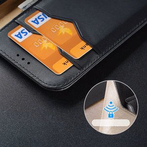 Dux Ducis Hivo Leather Flip Cover Genuine Leather Wallet for Cards and Documents iPhone 14 Plus Black