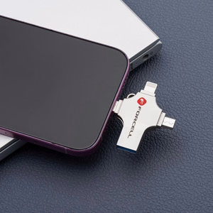 Pendrive 128GB USB 3.2 Gen 1 (USB A / USB C / Lightning / Micro USB) Forcell F-Data Metal Quad hõbedane