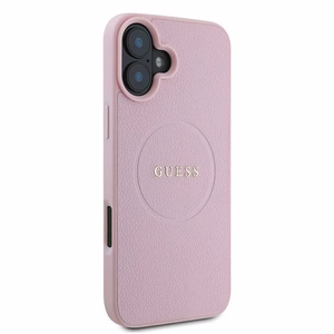 Чехол Guess Grained Gold Ring MagSafe для iPhone 16 Plus - розовый