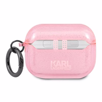 Karl Lagerfeld Glitter Karl's Head ümbris AirPods Pro jaoks - roosa