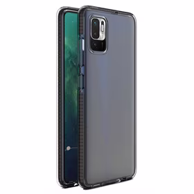 Spring Case läbipaistev TPU geelist kaitsekate värvilise raamiga Xiaomi Redmi Note 10 5G / Poco M3 Pro mustale
