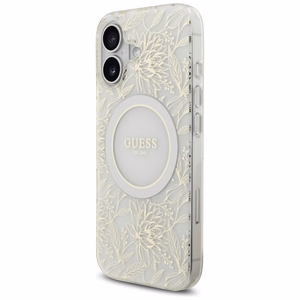 Guess IML Flowers Electro Pearl Strap MagSafe ümbris jaoks iPhone 17 - valge