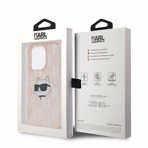 Karl Lagerfeld IML Choupette Head & Monogram ümbris jaoks iPhone 14 Pro Max - roosa