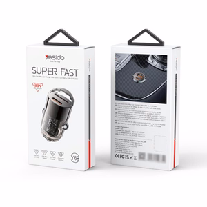 Yesido Автомобильное зарядное устройство Y68 PD 30W USB-A+C, чёрное