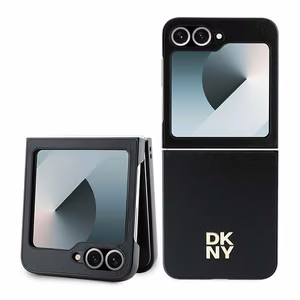 DKNY Leather Metal Stack Logo Ümbris jaoks Samsung Galaxy Z Flip 6 - Must