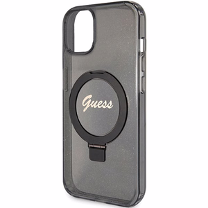 Guess Ring Stand Script Glitter MagSafe ümbris jaoks iPhone 13 / 14 / 15 - must