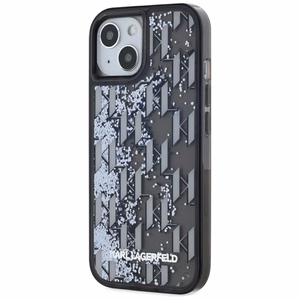Karl Lagerfeld Liquide Glitter Monogram Gradient iPhone 15 Ümbris - Must