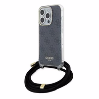 Guess Crossbody Cord 4G Print ümbris jaoks iPhone 15 Pro - must