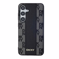 DKNY Leather Checkered Mono Pattern MagSafe ümbris jaoks Samsung Galaxy S24+ - must